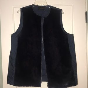 Oversized navy “fur” vest